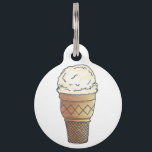Vanilla Ice Cream Cone Scoop Dessert Foodie Sweet Pet Tag<br><div class="desc">Pet tag design features an original illustration of a classic vanilla ice cream cone. Just personalize with the name of your dog or cat. Lots of coordinating pet products are also available from this shop! Don't see exactly what you're looking for? Contact Rebecca to have a product customized just for...</div>