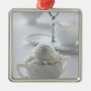 Vanilla ice cream in a white environment metal ornament