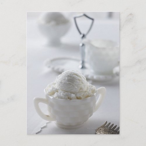 Vanilla ice cream in a white environment postcard