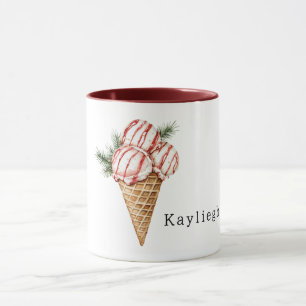 Vanilla Ice Cream Red Berry Stripes Mug