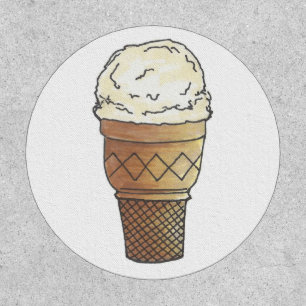 Vanilla Ice Cream Scoop Cake Cone Dessert Summer Patch