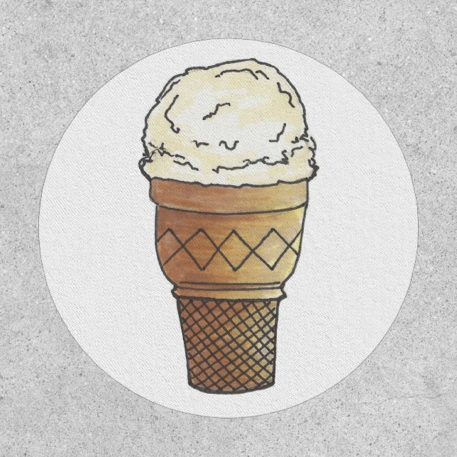Vanilla Ice Cream Scoop Cake Cone Dessert Summer Patch (Front)