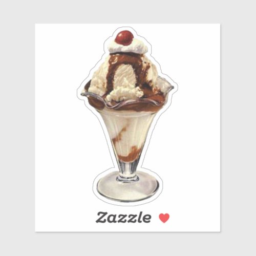 Vanilla Ice Cream Sundae Sticker