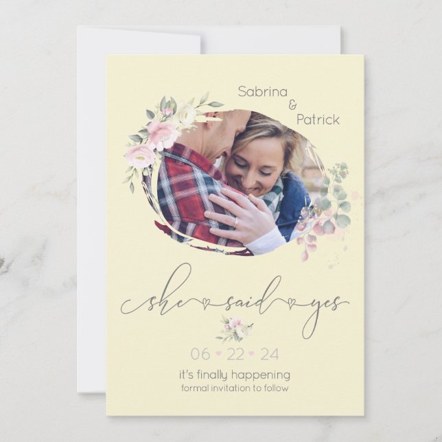 Vanilla Lemon Pale Blush Photo  Save The Date (Front)