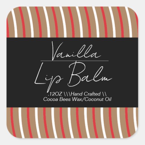 Vanilla Lip Balm Peppermint Swirls Packaging  Square Sticker