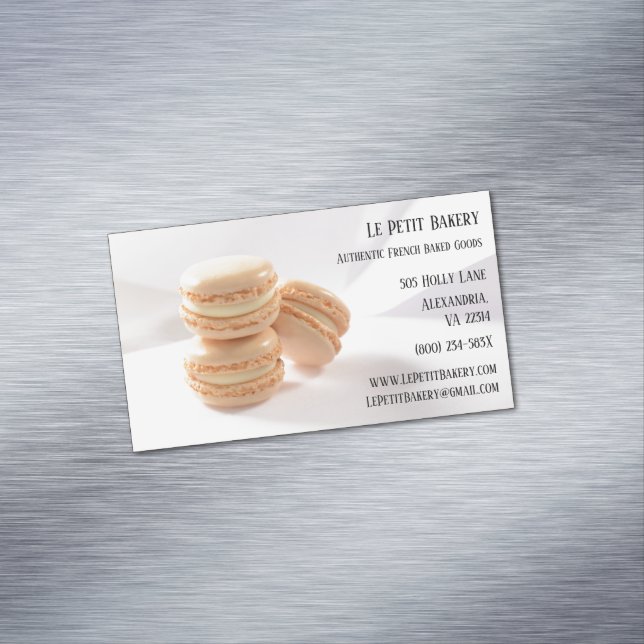 Vanilla Macarons Food Pastry Chef Bakery Baker Business Card Magnet (In Situ)