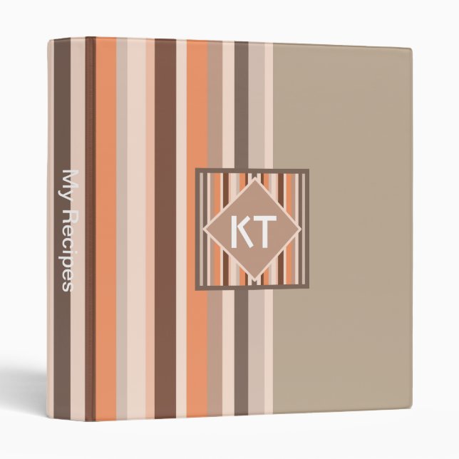 Vanilla Melon  Stripes 3 Ring Binder (Front/Spine)
