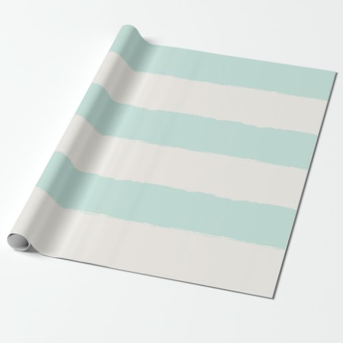 Vanilla  Mint Rough Edge Stripes Pattern Wedding Wrapping Paper