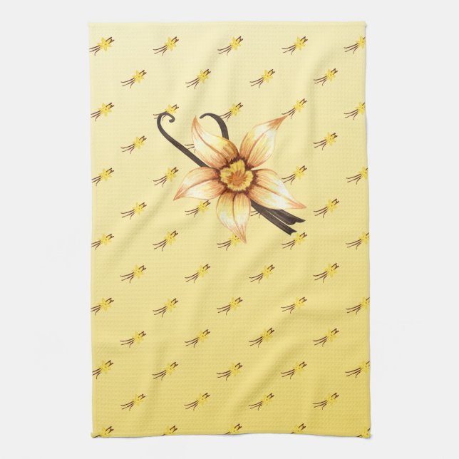 Vanilla Orchid and Vanilla Bean Kitchen Towel (Vertical)
