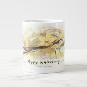 Vanilla Orchid Flower Abstract Art Calligraphy Large Coffee Mug