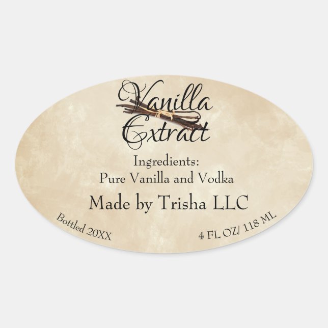 Vanilla Oval Personalize Product Label (Front)