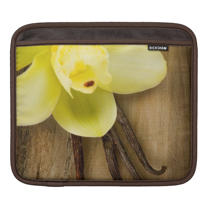 Vanilla Pods and Flower over Wooden Background iPad Sleeve