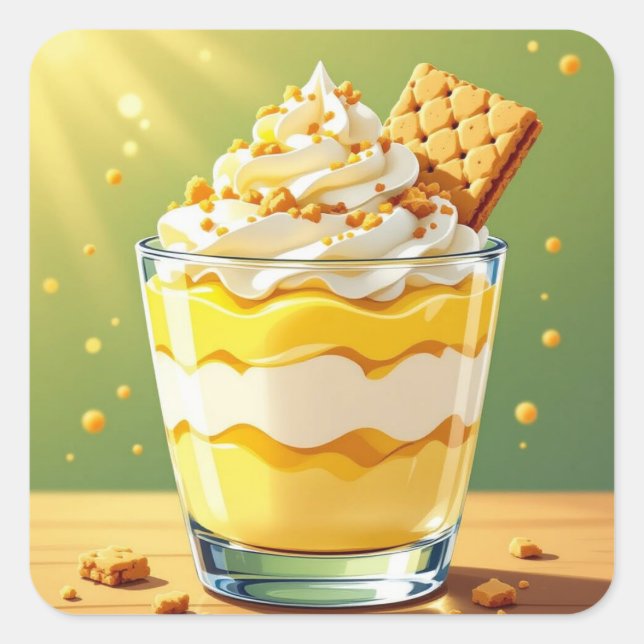 Vanilla Pudding and Whipped Cream Parfait Square Sticker (Front)