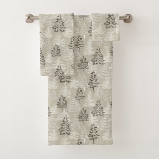 Vanilla Satin Minimalist Christmas Pine Trees 