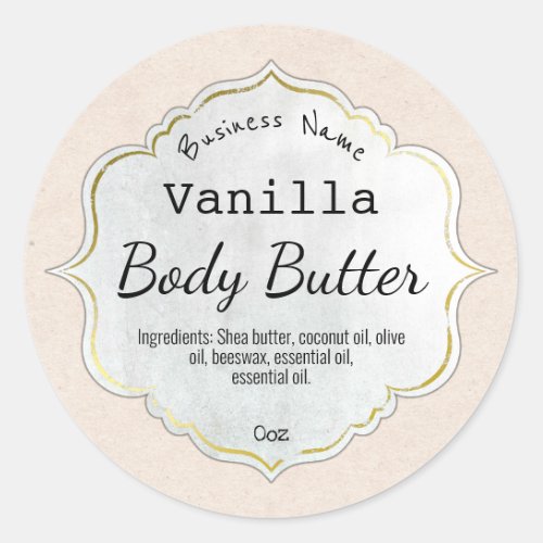 Vanilla Scented Body Butter Product Labels