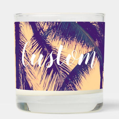 Vanilla scented candles with palm tree photo print