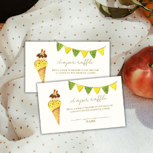 Vanilla Scoop Ice Cream Diaper Raffle Baby Shower Enclosure Card