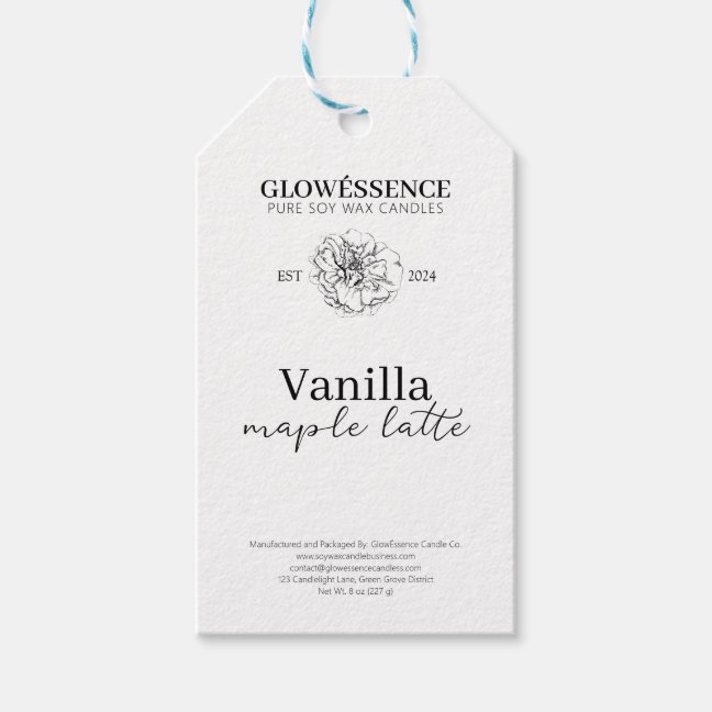 Vanilla Soy Wax Candle Label Flower