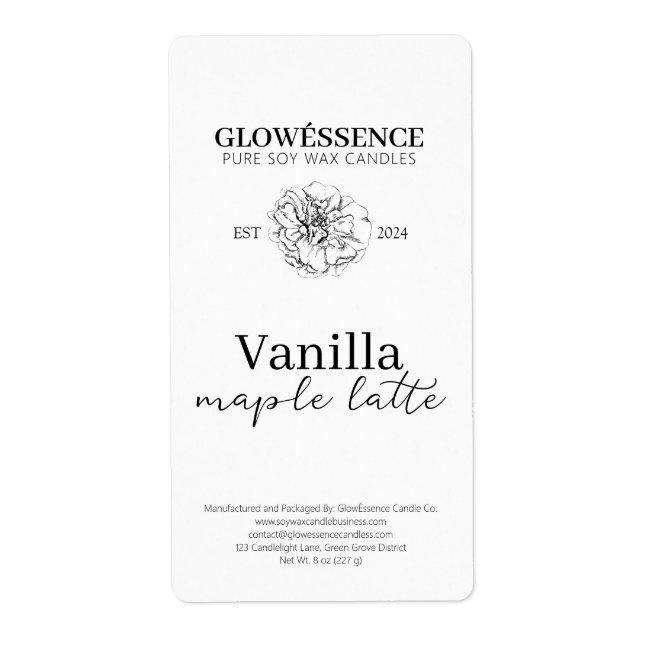 Vanilla Soy Wax Candle Label Food