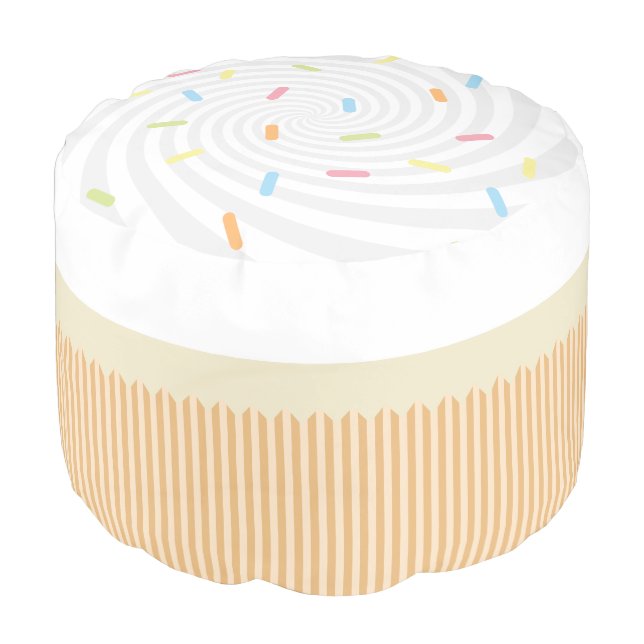 Vanilla Sprinkle Cupcake Pouf (Angled Front)