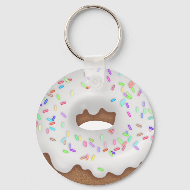 Vanilla sprinkled donut bakery button keychain (Front)