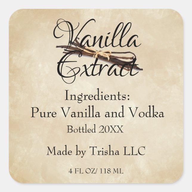 Vanilla Square Personalize Product Label  (Front)
