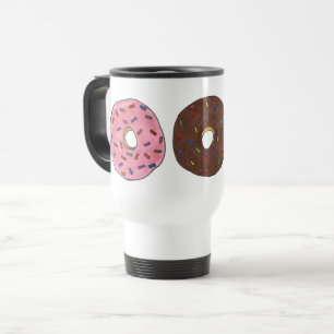 Vanilla Strawberry Donut Doughnut Sprinkles Foodie Travel Mug