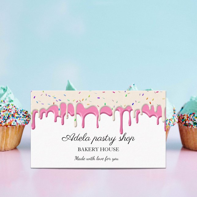 Vanilla strawberry Frosting Drip Business Card (Vanilla strawberry Frosting Drip Business Card)