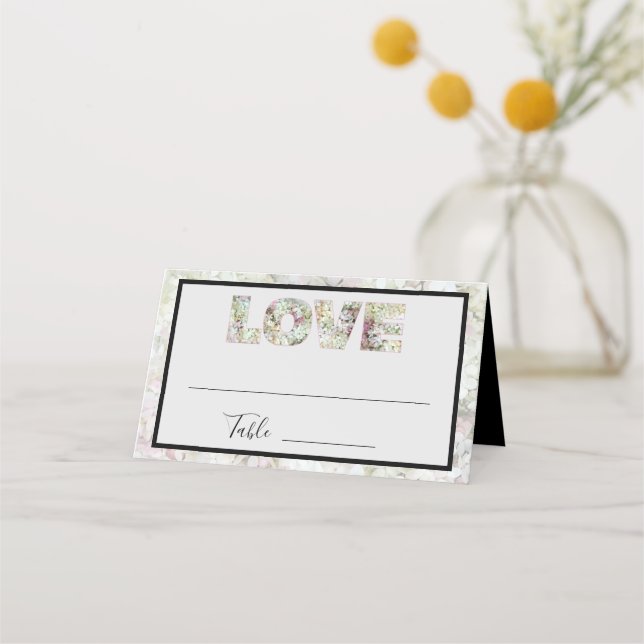 Vanilla Strawberry Hydrangea Folded Place Card (Front)