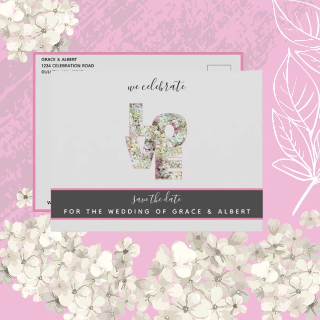  Vanilla Strawberry Hydrangeas Wedding Save Date P Postcard (Creator Uploaded)