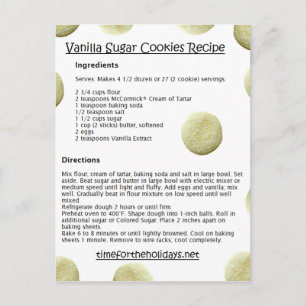 Vanilla Sugar Cookies Recipe Cards