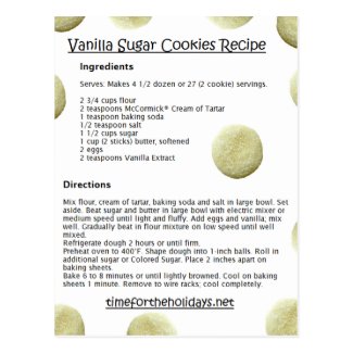 Vanilla Sugar Cookies Recipe Cards