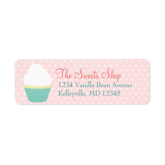 Vanilla Swirl Cupcake Teal - Return Address Labels (Front)