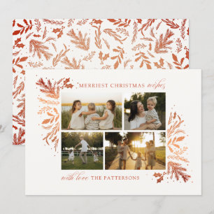Vanilla Terracotta 4 Photo Family Christmas Holiday Card