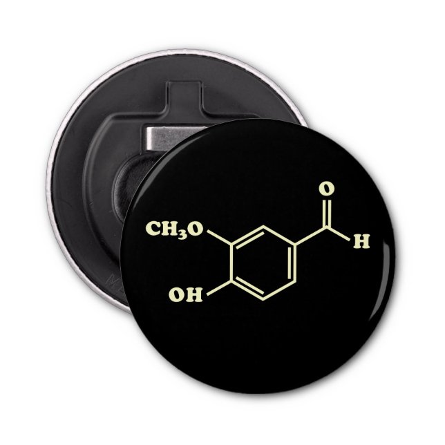 Vanilla Vanillin Molecular Chemical Formula Bottle Opener (Front)