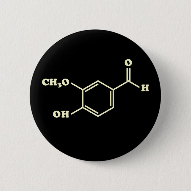 Vanilla Vanillin Molecular Chemical Formula Button (Front)