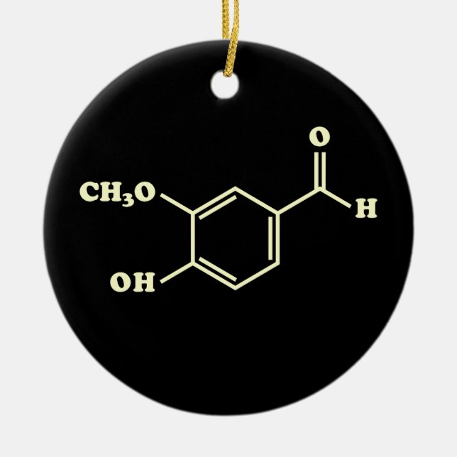 Vanilla Vanillin Molecular Chemical Formula Ceramic Ornament (Front)