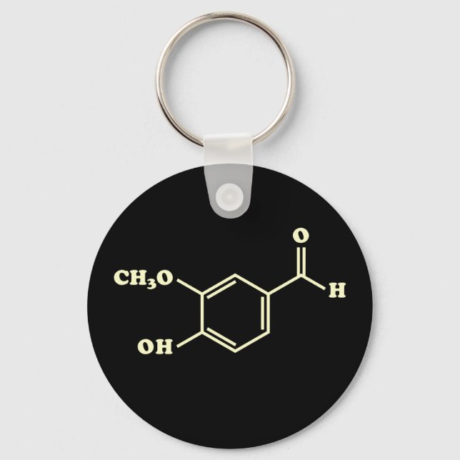 Vanilla Vanillin Molecular Chemical Formula Keychain (Front)