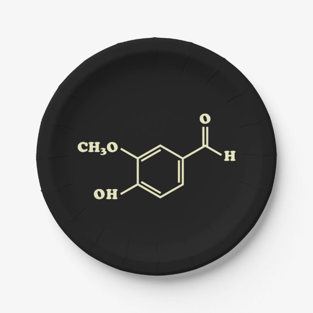 Vanilla Vanillin Molecular Chemical Formula Paper Plates (Front)
