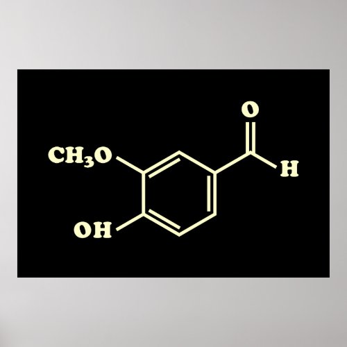 Vanilla Vanillin Molecular Chemical Formula Poster