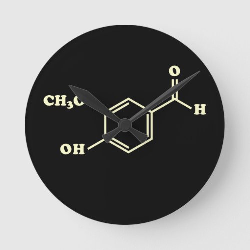 Vanilla Vanillin Molecular Chemical Formula Round Clock