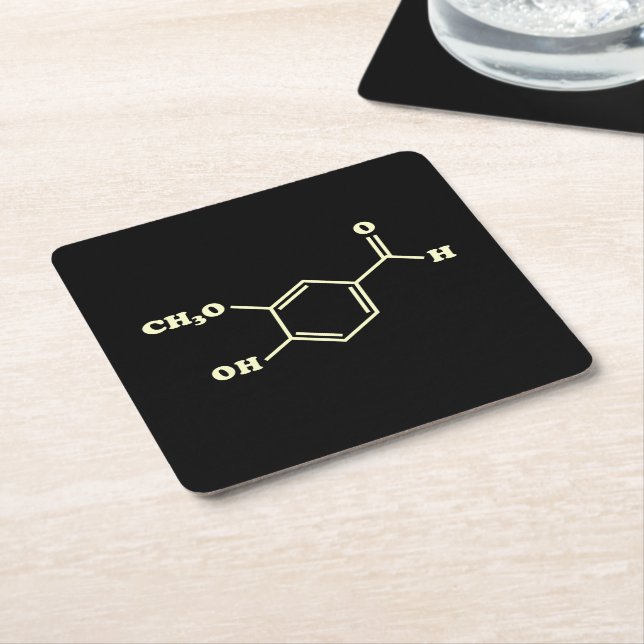 Vanilla Vanillin Molecular Chemical Formula Square Paper Coaster (Angled)
