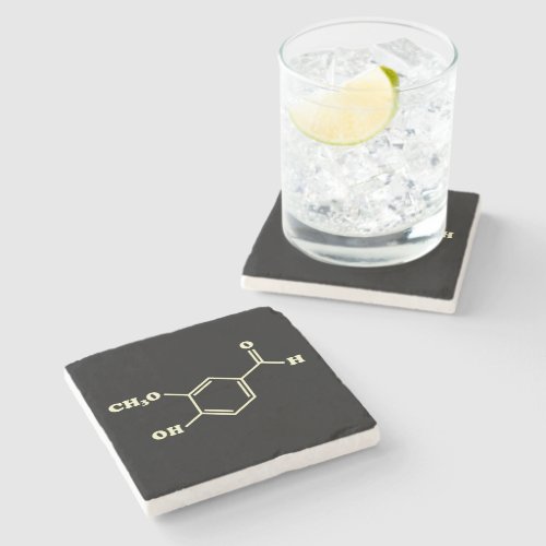 Vanilla Vanillin Molecular Chemical Formula Stone Coaster