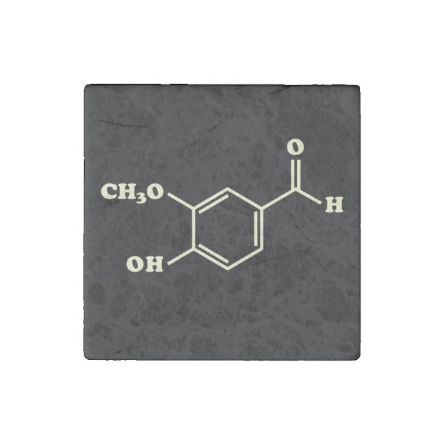 Vanilla Vanillin Molecular Chemical Formula Stone Magnet (Front)