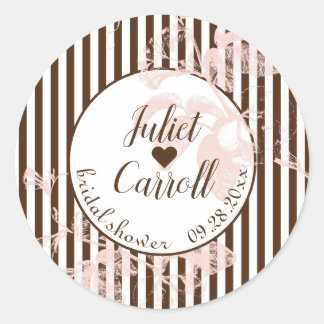 Vanilla White and Chocolate  Bridal Shower  Classic Round Sticker