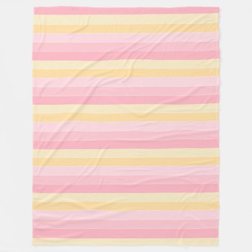 Vanilla Yellow Pink Striped Elegant Colors Modern Fleece Blanket