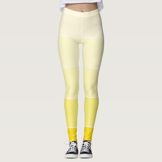 Vanilla Yellow White Template Elegant Modern Leggings (Front)