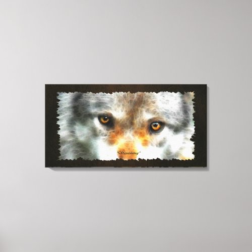 VANISHING  Grey Wolf Eyes Art Canvas Wall Print