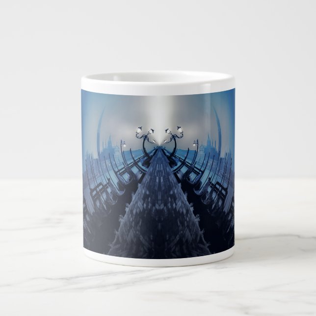 VANISHING VENICE Blue Gothic Gondolas Giant Coffee Mug (Front)