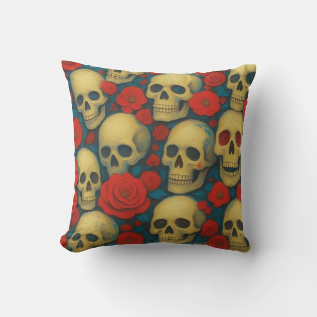 Vanitas & Roses Throw Pillow (Front)
